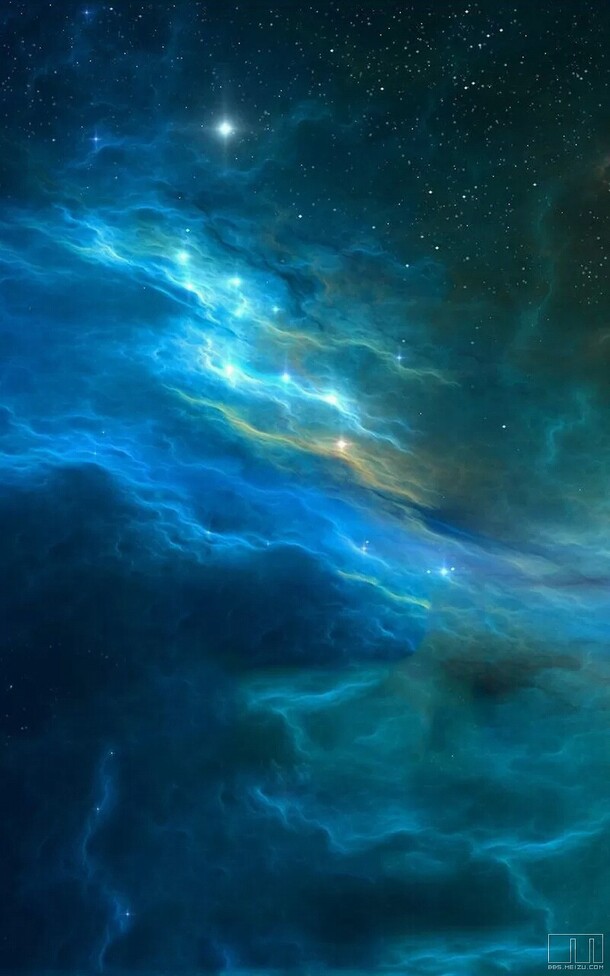 蓝绿宇宙星空PNG透明背景，高清H5设计素材，免费下载