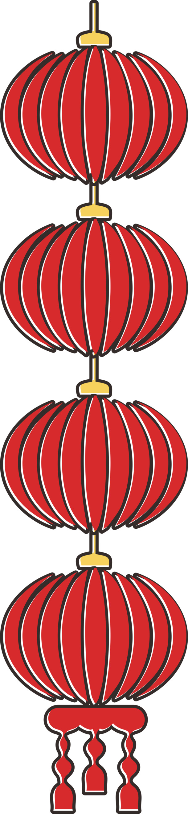 元旦春节元宵竖灯笼PNG透明图，高清CER格式素材下载