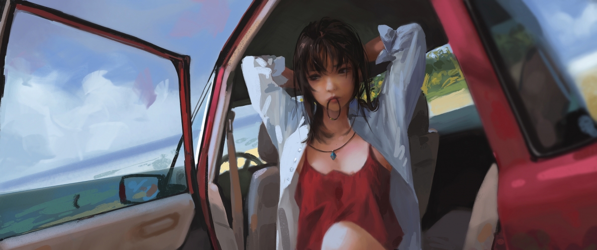 夏日辫子女孩，绝美4K动漫壁纸，带鱼屏高清下载，3440x1440