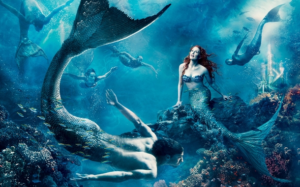 梦幻美人鱼壁纸，高清PNG透明背景，抽象绿色元素，创意图片素材下载