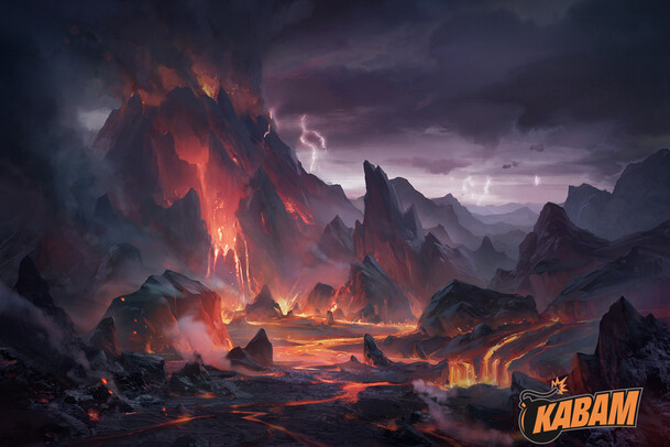 外星火山闪电游戏场景，高清PNG透明背景，抽象梦幻图片素材下载