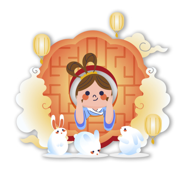 中秋佳节，可爱元素PNG透明图&PSD设计素材，高清下载