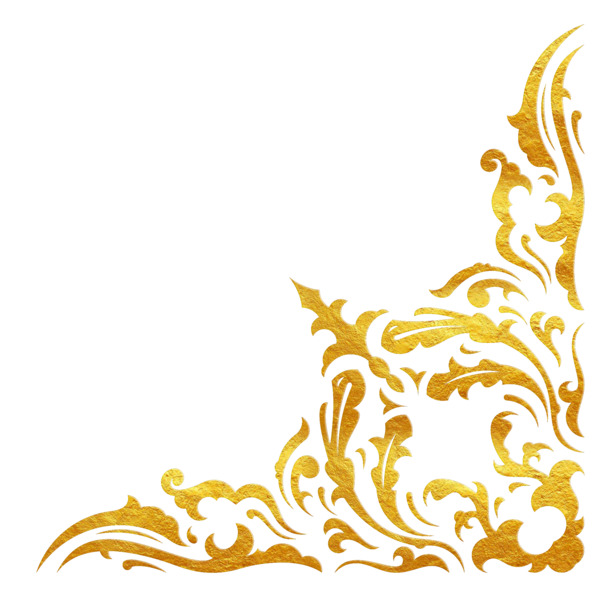 金色欧式角花渐变框PNG透明素材，高清免抠图，花纹装饰元素下载