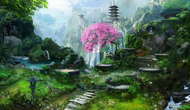 唯美青山绿水古典风景PNG透明背景图，中国风设计素材下载