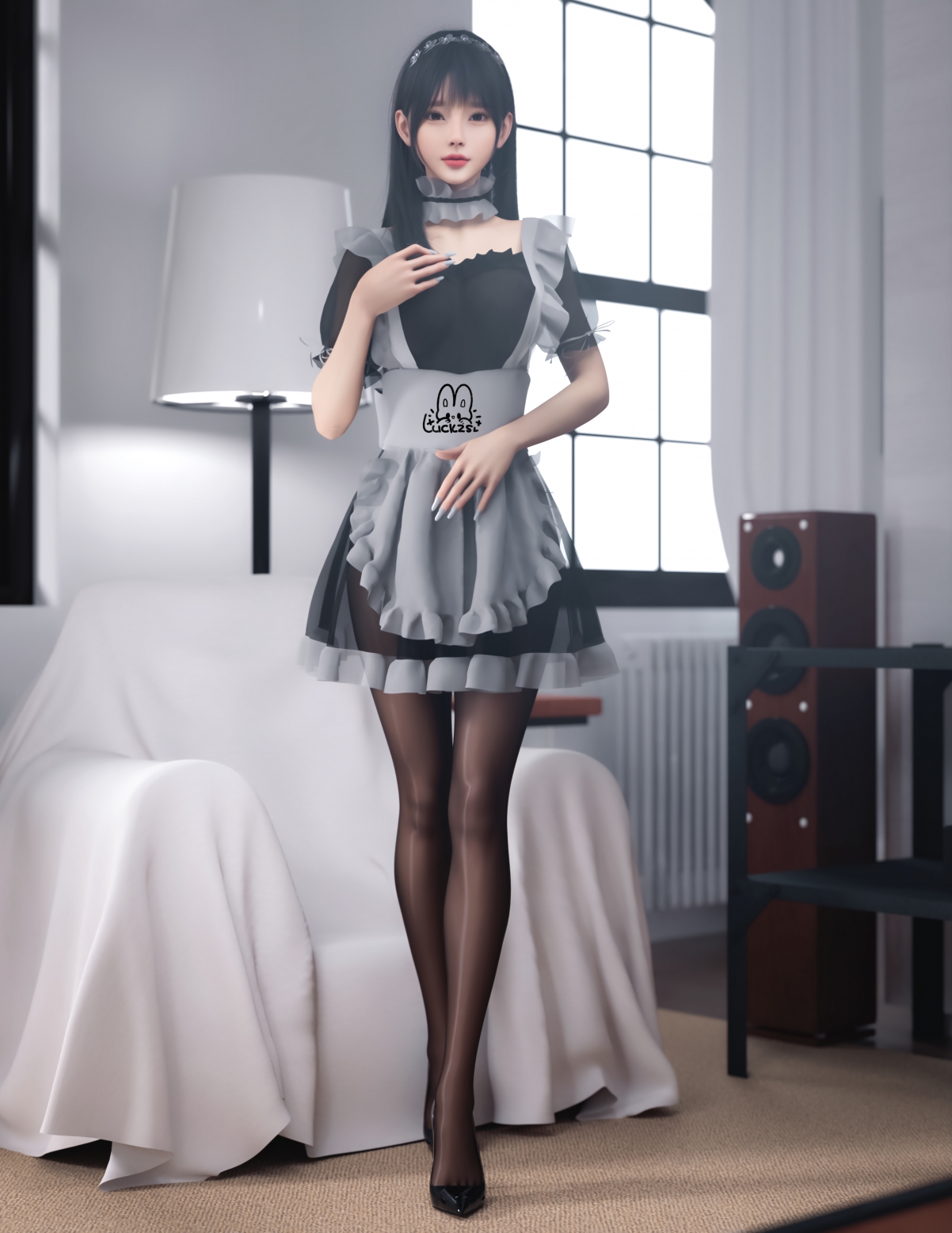 麻匪女仆新篇章，3D少女魅影，黑丝美腿绽放，4K高清动漫壁纸畅享