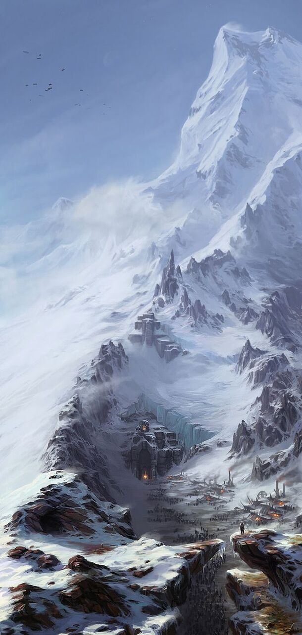 唯美雪山背景图，高清PNG透明素材，卡通手绘风格，免费下载