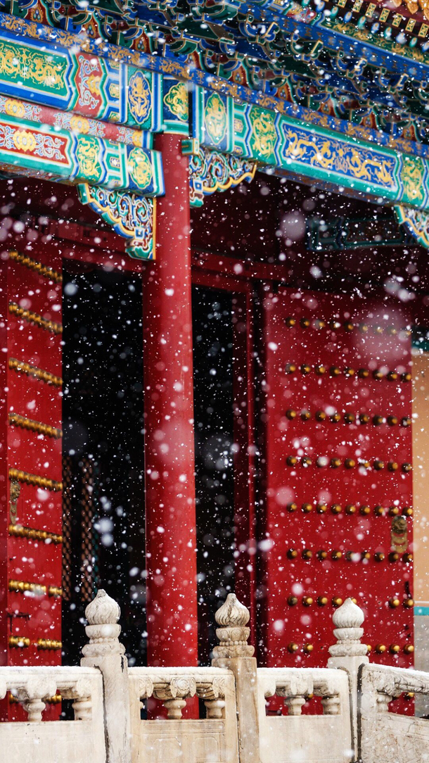 中国风雪景宫殿PNG透明背景素材，古典风格高清图片设计下载