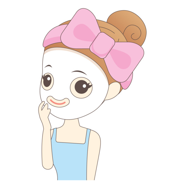 手绘矢量女生微笑膜PNG/EPS透明卡通素材高清下载