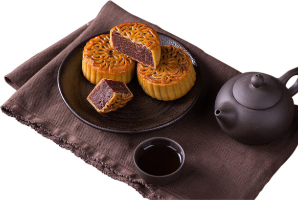 中秋月饼茶元素PNG透明图，高清下载，助力节日设计
