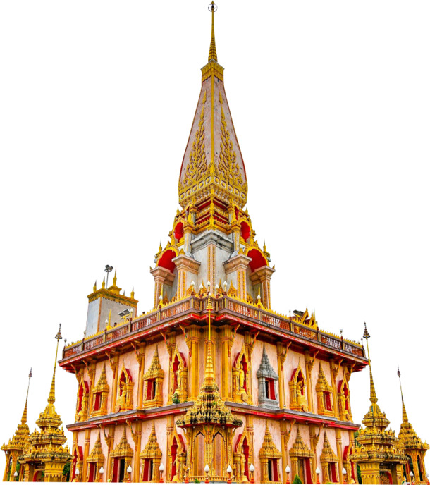 泰国寺庙佛教抠图PNG素材，高清透明背景，场景设计元素免费下载