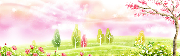 唯美梦幻手绘卡通PNG透明背景，创意banner海报设计素材高清下载