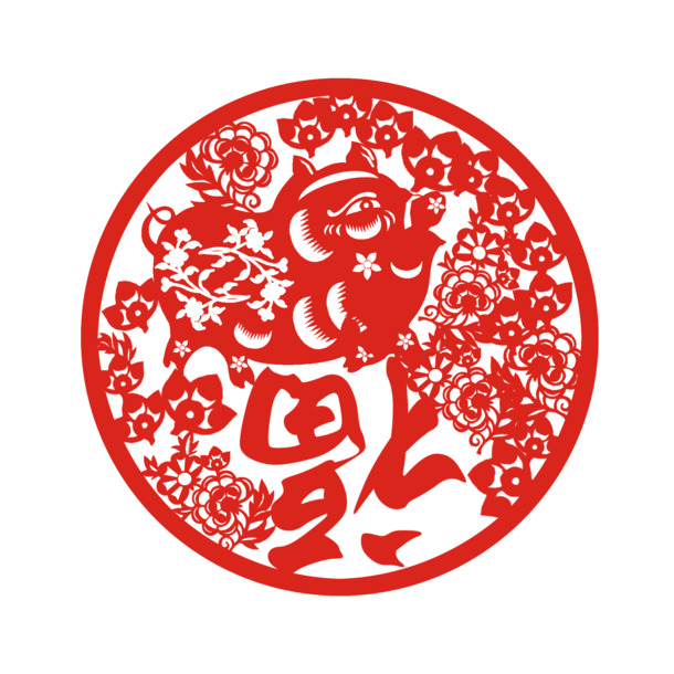 猪年福运，高清PNG透明福字漂浮元素，几何图PSD设计素材下载