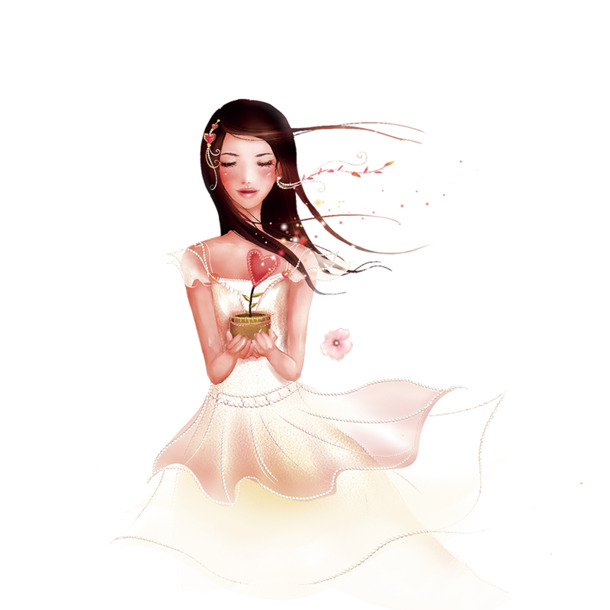 妇女节卡通美女PNG素材，高清透明节日元素设计图下载