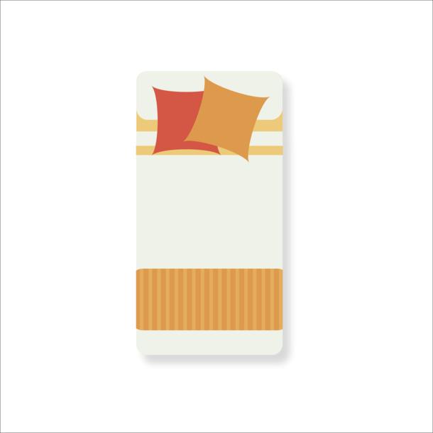 扁平化风格床PNG透明图，高清装饰元素，PPT设计素材下载