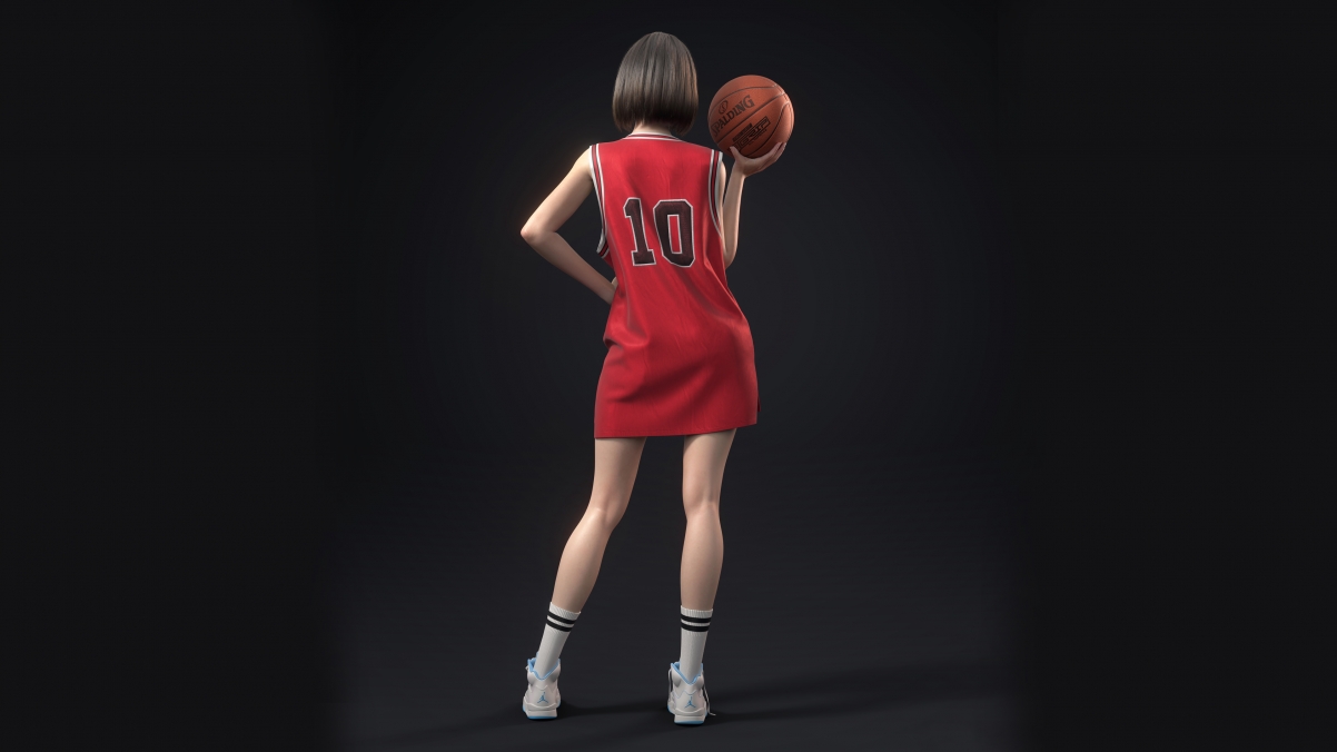 灌篮高手美女背影，卢静与赤木晴子球服风采，高清4K篮球动漫壁纸免费下载