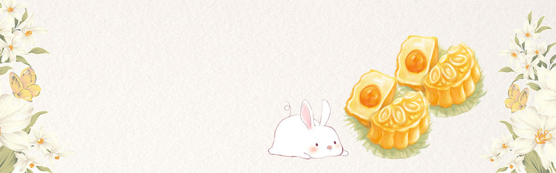 中秋玉兔手绘banner，清新文艺JPG/PSD设计素材下载