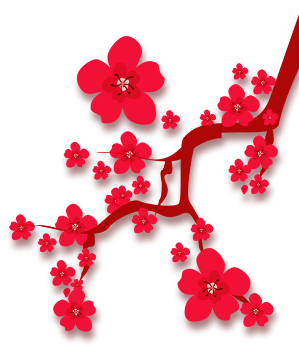 红梅PNG透明素材，高清花瓣漂浮元素，免费下载设计图库