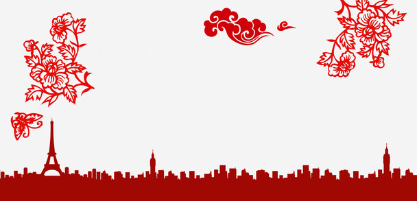 中国风红色剪纸PNG海报，高清透明背景，古典元素丰富，设计素材下载