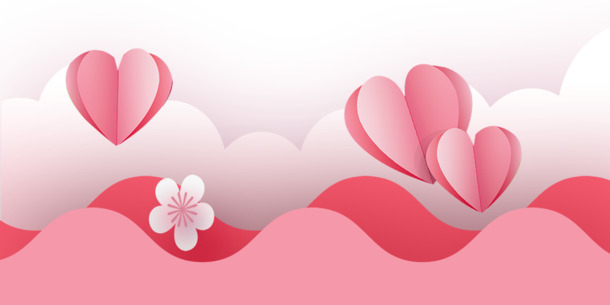 粉色剪纸风手绘卡通banner，高清PNG透明图片+PSD设计素材下载