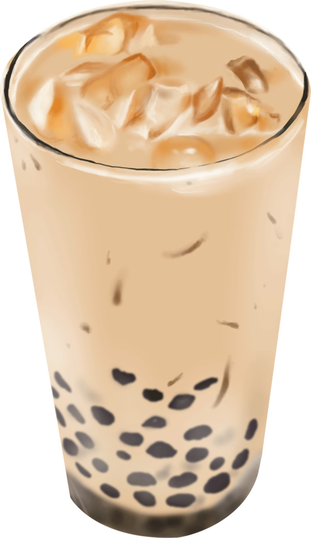 手绘仿真奶茶PNG透明图，卡通手绘元素，高清素材下载