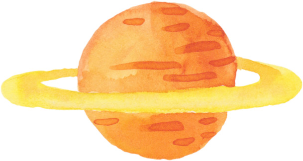 卡通手绘星球卫星插画，简约彩色PNG透明图片，高清手绘元素，设计素材下载