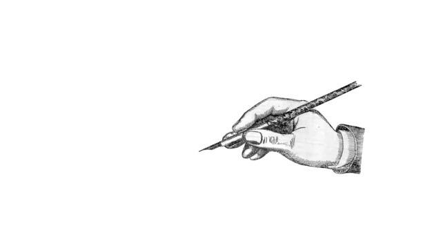 素描手绘卡通元素PNG透明图片，握笔高清设计素材下载