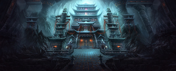 古代建筑原画PNG透明背景，古典中国风游戏场景设计素材下载