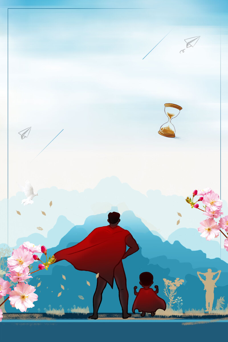 卡通手绘父亲节海报设计，高清JPG与PSD素材免费下载