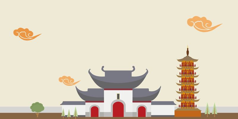 中国风古典建筑海报背景，高清JPG与AI格式设计素材下载
