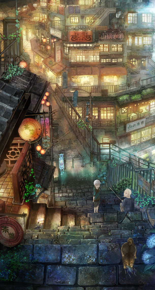 梦幻城市动漫插画，高清PNG透明背景元素，H5设计素材免费下载