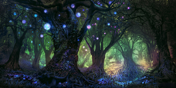 魔幻森林光效PNG背景，高清透明，抽象梦幻，设计素材下载