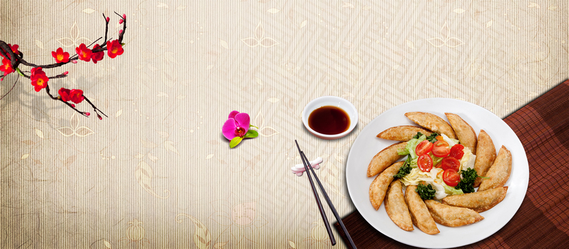 中国美食创意Banner背景，复古中国风517吃货节高清JPG/PSD设计素材下载