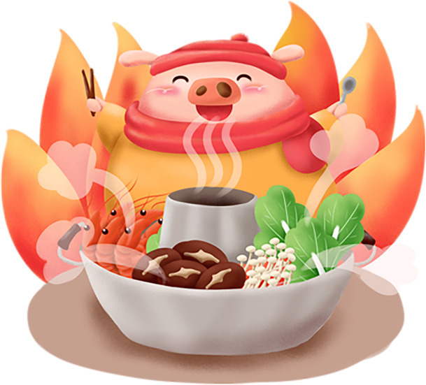 手绘猪年吃货PNG透明图片，高清装饰元素，动物设计素材免费下载