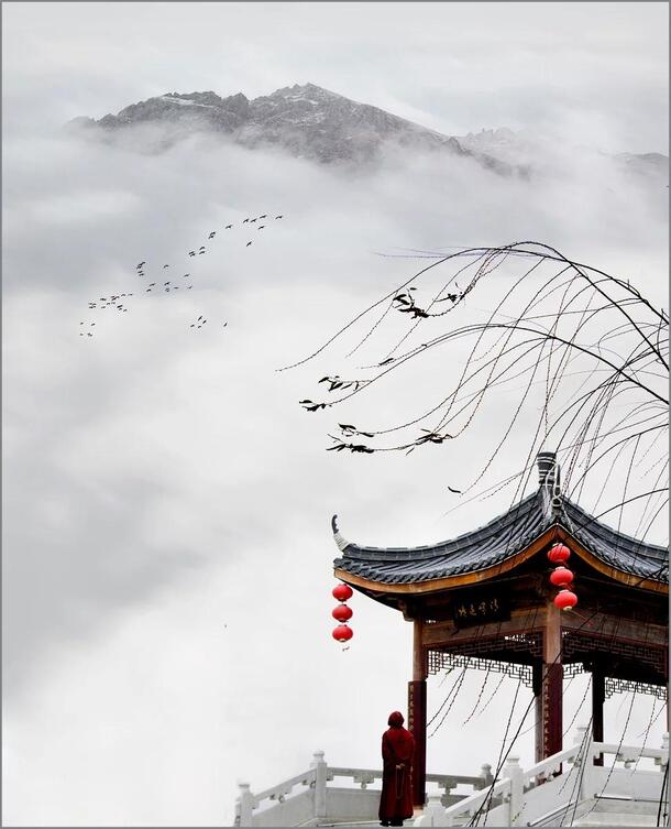 雁南归古典风PNG背景图，高清透明元素，中国风设计素材下载