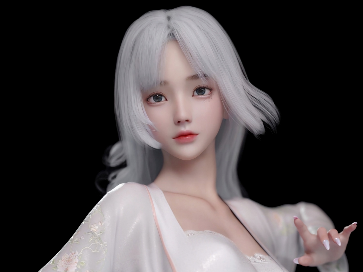 高清动漫女孩麻匪iPad壁纸，白发个性，2732x2048精美图片下载