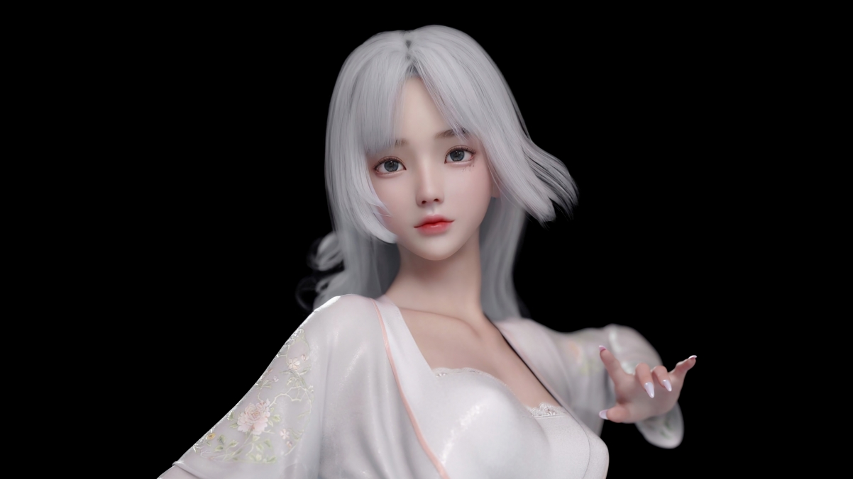 麻匪动漫美女，白色个性秀发，4K高清壁纸，3840x2160分辨率，免费下载