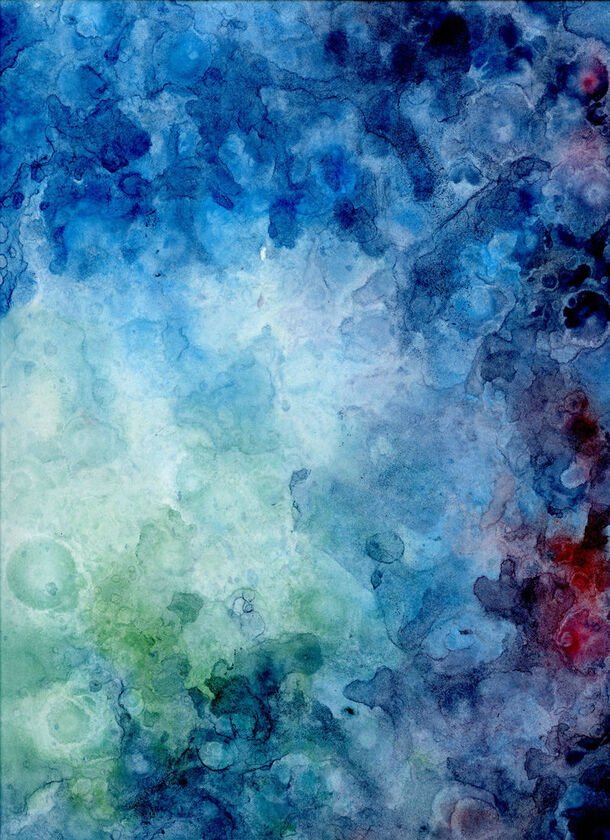 蓝色水彩涂鸦壁纸，高清PNG透明背景，H5设计素材下载