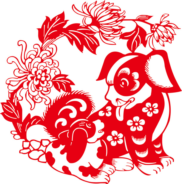 中国风镂空装饰狗PNG透明图片，高清设计素材，一键下载