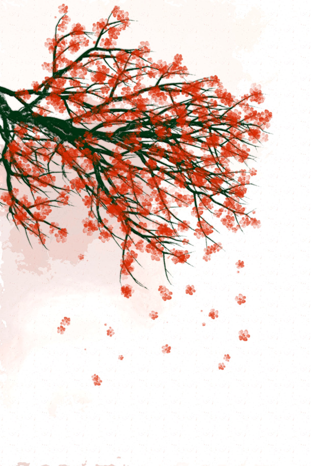 古风梅花，高清PNG透明背景手绘卡通元素，设计素材免费下载