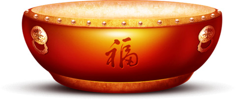红色立体福字大鼓PNG素材，手绘卡通元素，高清透明，喜庆下载
