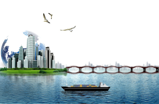 城市商业货运物流PNG透明图，高清免扣元素，一键下载设计素材