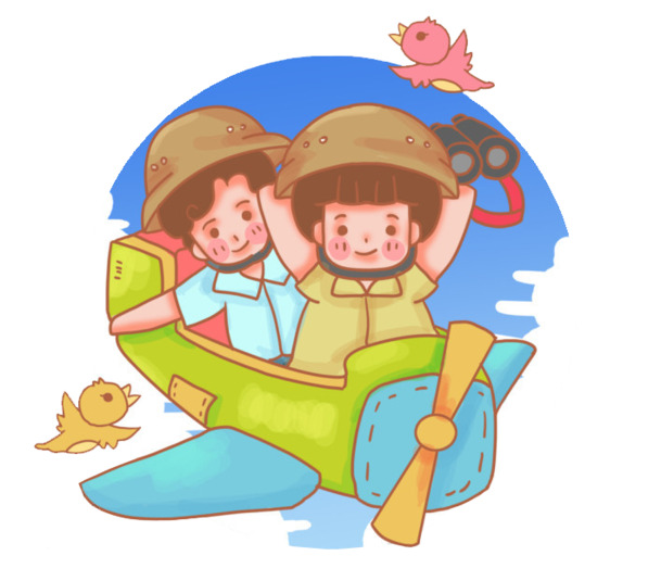 六一儿童节飞机插画，高清PNG透明图片，节日元素设计素材下载