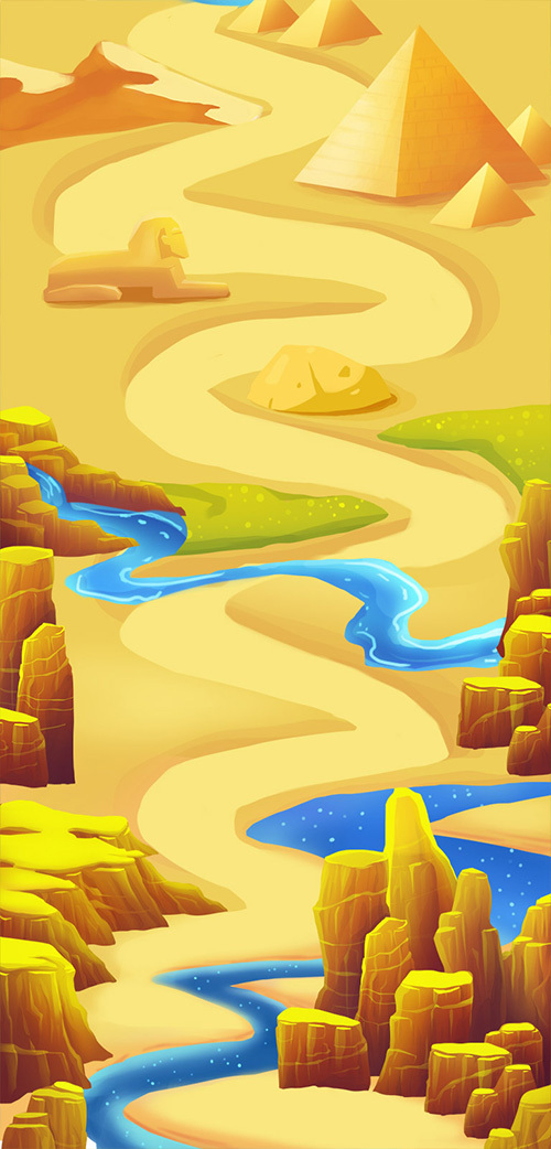 埃及风情卡通手绘PNG背景，高清透明素材，创意下载