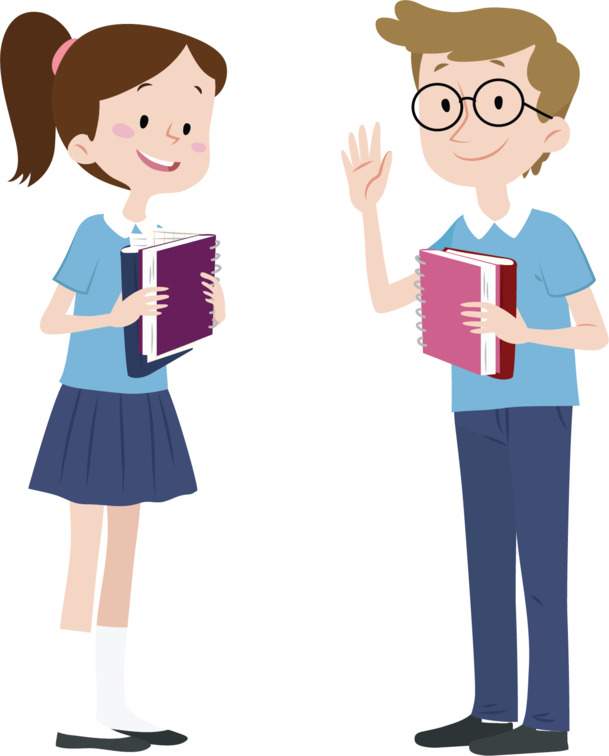 开学季同学问候手绘卡通PNG透明图片，AI格式设计素材免费下载