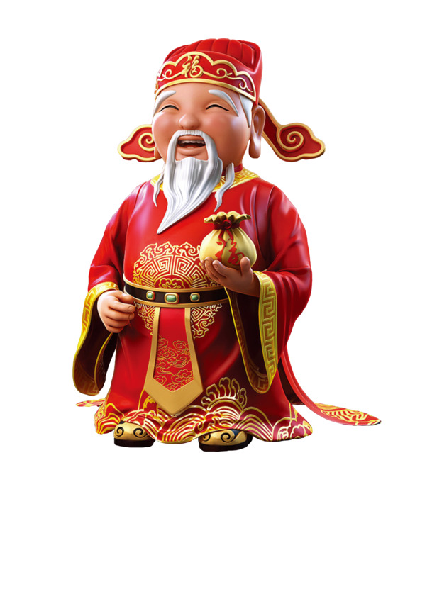 财神PNG透明图片，中国风装饰元素，高清素材免费下载