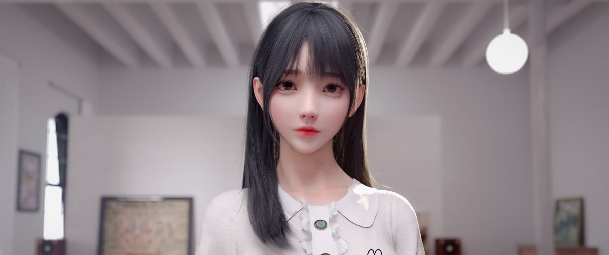 麻匪女仆动漫壁纸，长发白衣美女4K高清带鱼屏版