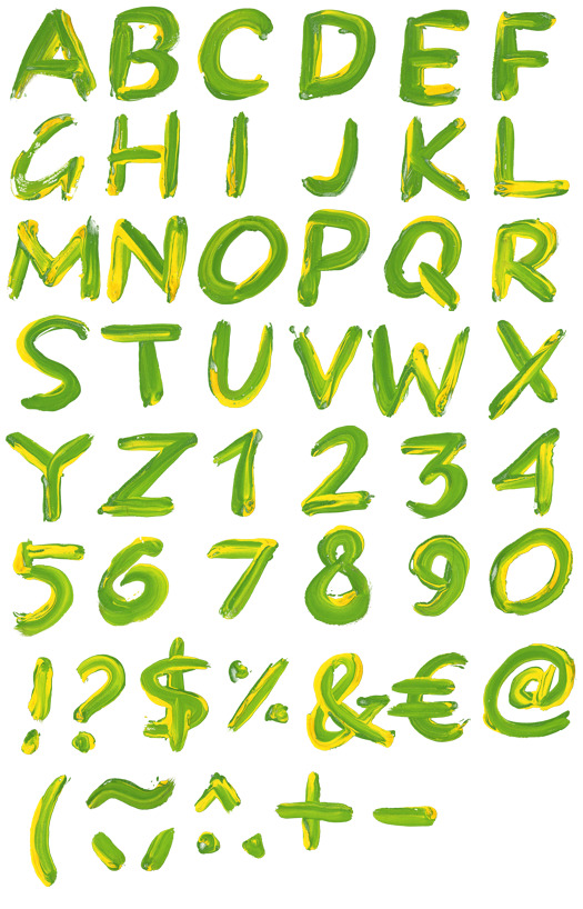 绿色涂鸦英文字母数字PNG透明免扣字体素材，高清下载