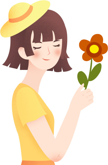 妇女节素材下载，黄衣短发女孩PNG透明高清图片，节日元素丰富