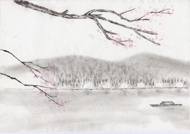 古典山水画美景，高清PNG透明背景，中国风设计素材下载