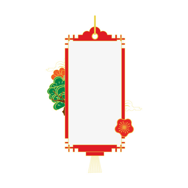 春节红色灯笼边框PNG透明图，高清节日元素设计素材下载